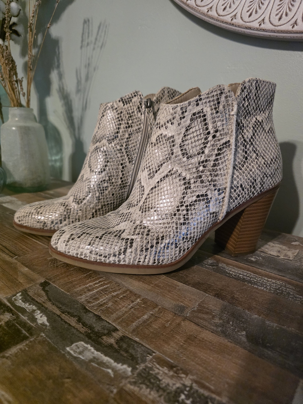 Snake-Print Ankle Boots